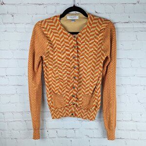 Isaac Mizrahi Orange Zig Zag Cardigan - Small
